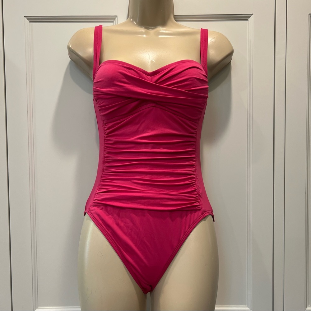 La Blanca Pink Ruched Sweetheart Swimsuit size 4